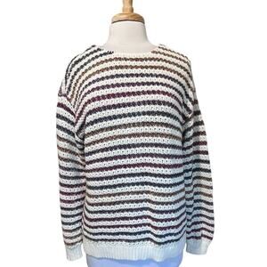 Coldwater Creek Vintage Oversized Open Knit Sweater Striped Y2K Women's M